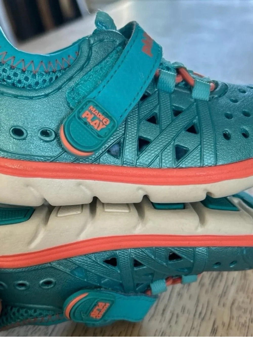 Made Play by Stride Rite Water Shoes, Glently used, Size 5.5, Turquoise.